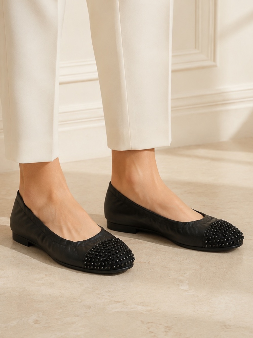 AGL Attilio Giusti Leombruni Studded Toe Ballet Flats SIZE 7.5 (37.5)